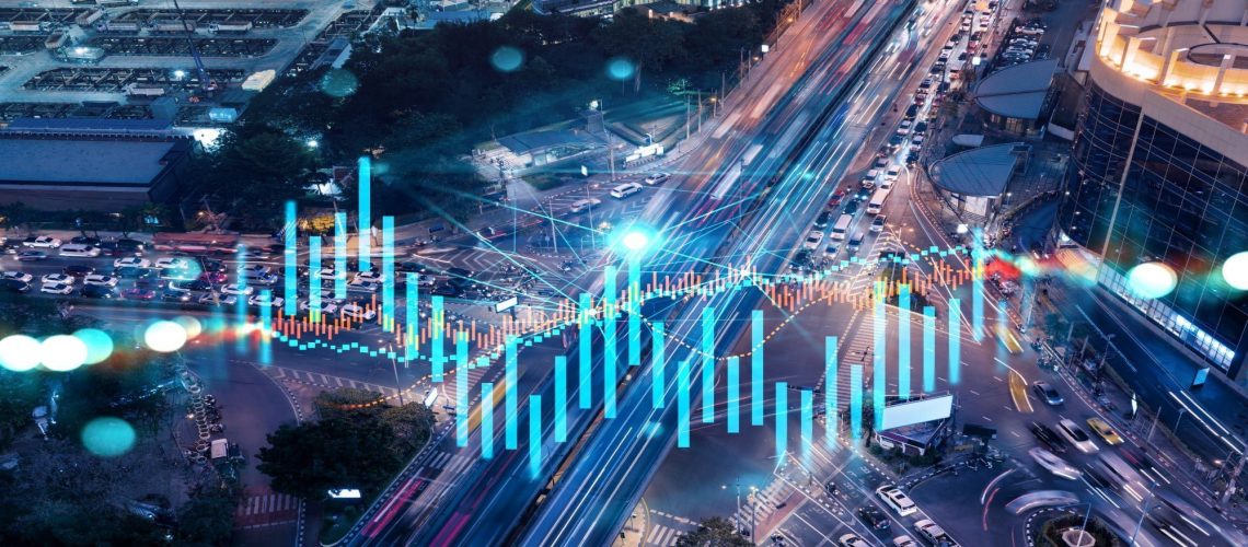 2023 Vehicle Trends with cars on a highway and FOREX overlay