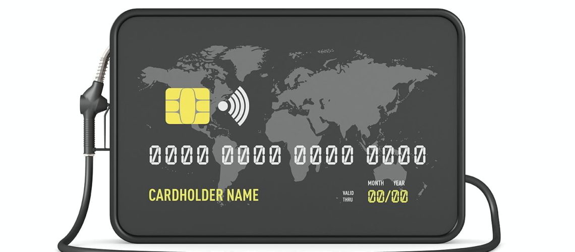 Black Fleet Fuel Card with fuel nozzle for buying gas for fleet vehicles